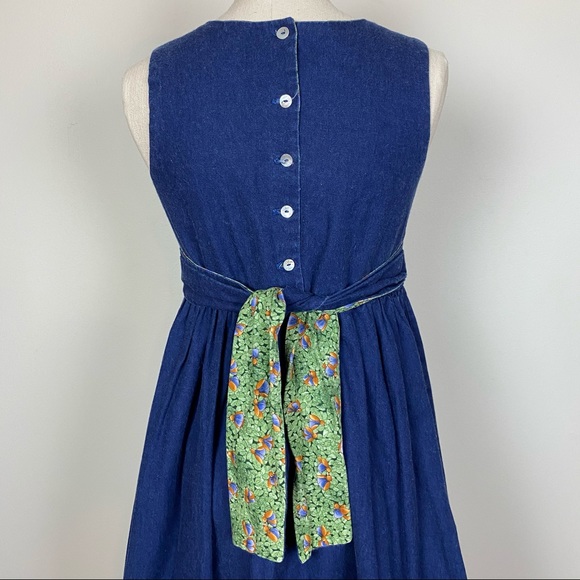 Embroidered Denim Jumper Dress - Picture 5 of 15